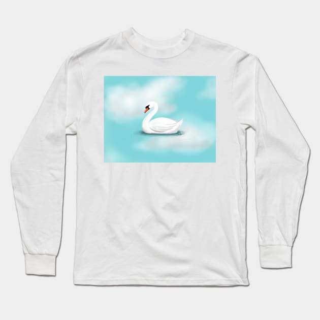 Swan in the Sky Long Sleeve T-Shirt by MerviaArt